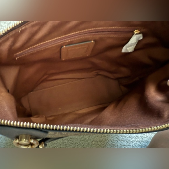 NWOT Coach Sadie Satchel Brown and Tan Signature Shoulder Bag - Picture 5 of 9